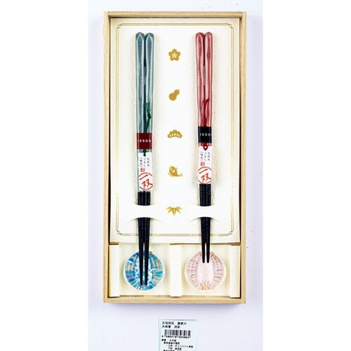 百福桐箱箸置付夫婦箸
