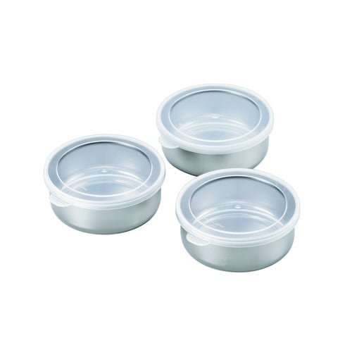 フタ付ステンレス丸容器 3個セット