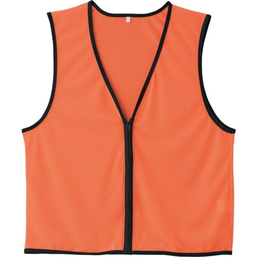 緑十字 メッシュ安全ベスト 蛍光オレンジ フリーサ