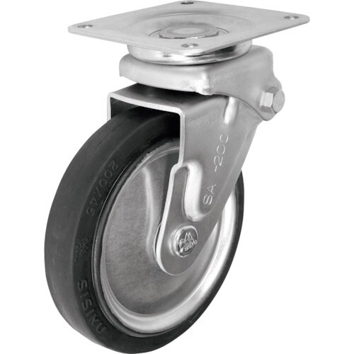 シシク 緩衝キャスター 自在 200径 ゴム車輪