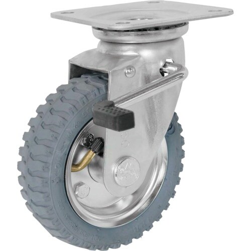 シシク 空気入車輪付キャスター 自在ストッパー付