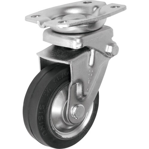 シシク 緩衝キャスター 固定 100径 ゴム車輪