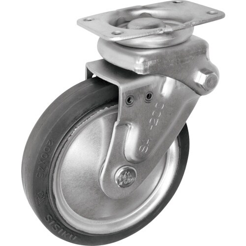 シシク 緩衝キャスター 固定 200径 ゴム車輪