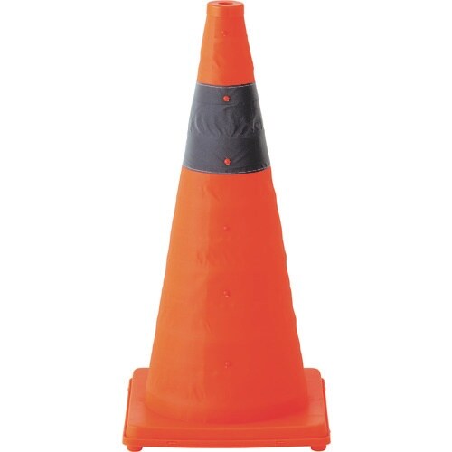 緑十字 伸縮式三角コーン 橙 伸縮コーン−YR(大