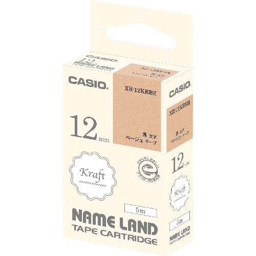 カシオ ネームランド用クラフトテープ、ベージュに黒