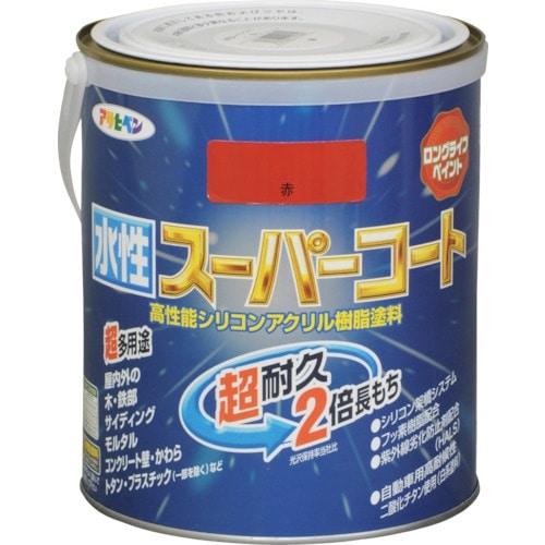 アサヒペン 水性スーパーコート 1.6L 赤