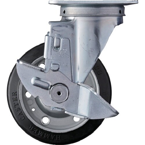 ハンマー 旋回式ゴム車輪 125mm ストッパー付