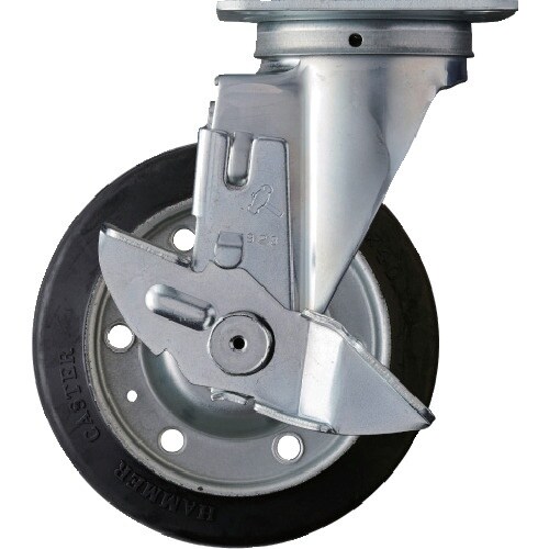 ハンマー 旋回式ゴム車輪 150mm ストッパー付