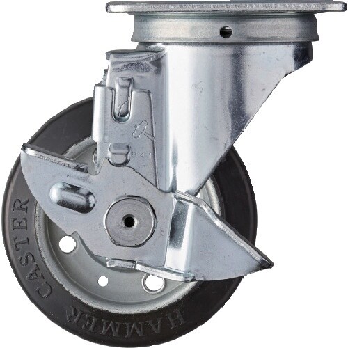 ハンマー 旋回式ゴム車輪 100mm ストッパー付