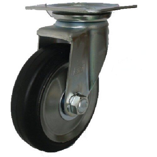 ヨドノ プレス製自在金具付黒ゴム車 150φ