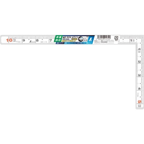 シンワ 曲尺平ぴた ホワイト 1尺 表裏同目