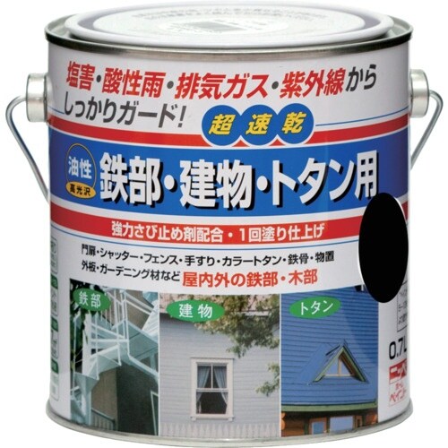 ニッぺ 油性鉄部・建物・トタン用 0.7L ブラッ