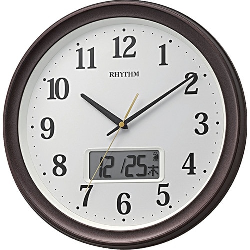 RHYTHM 電波 壁掛け時計 温湿度計付き カレ