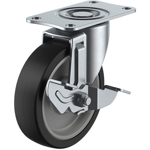 ユーエイ プレート式 自在 キャスター ゴム 車輪