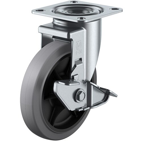 ユーエイ プレート式 自在 キャスター グレーゴム