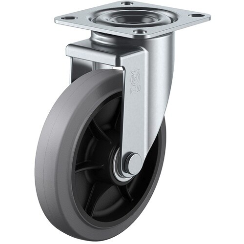 ユーエイ プレート式 自在 キャスター グレーゴム