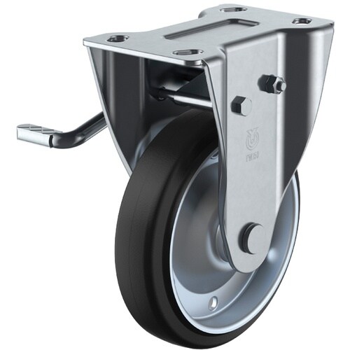 ユーエイ プレート式 固定 キャスター ゴム 車輪