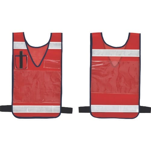 緑十字 差し込み式メッシュ安全ベスト 赤 MPZ−