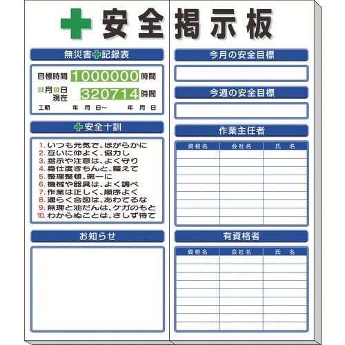 ユニット ◎安全掲示板(小)標準タイプ