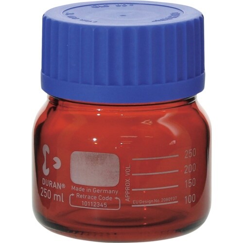 SIBATA 耐熱ねじ口びん 広口 茶褐色 青キャ