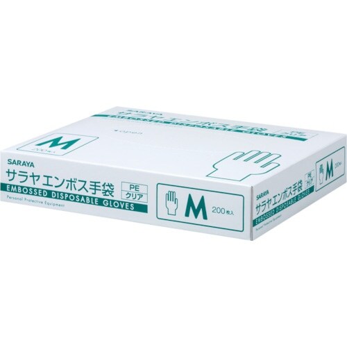 サラヤ エンボス手袋 PEクリア200枚入 M