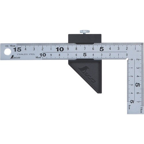 シンワ 曲尺 厚手広巾 シルバー 15cm表裏同目