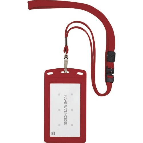 OP 吊り下げ名札 レザー調 タテ名刺 1枚 赤