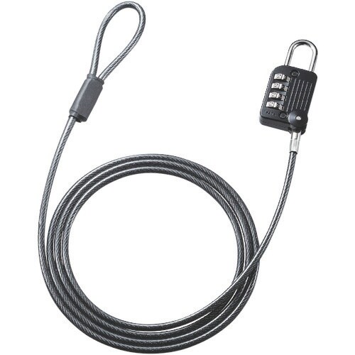 SANWA ワイヤー一体型ダイヤル錠(ブラック)