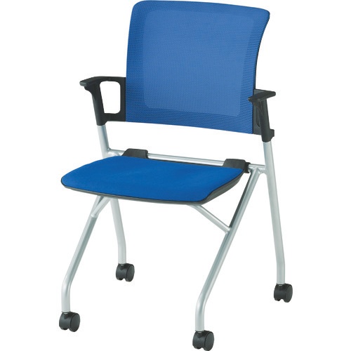 TRUSCO コンパクトミーティングチェア ブルー