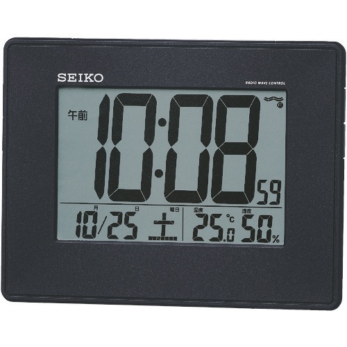 SEIKO 温湿度計付き掛置き兼用電波時計 黒 1