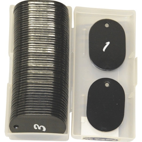 光 クロークチケット用ナンバーチケット 黒 1ー5