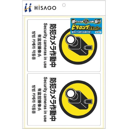 HISAGO ピタロングステッカー 防犯カメラ A