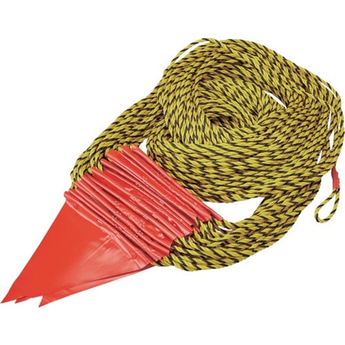 緑十字 三角旗付標識ロープ(トラロープ) 赤無地タ