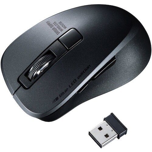 SANWA 静音ワイヤレスブルーLEDマウス(5ボ