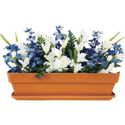 ユニット 造花プランター 茶 デルフィニューム