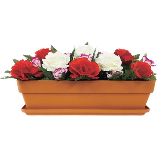 ユニット 造花プランター 茶 バラ