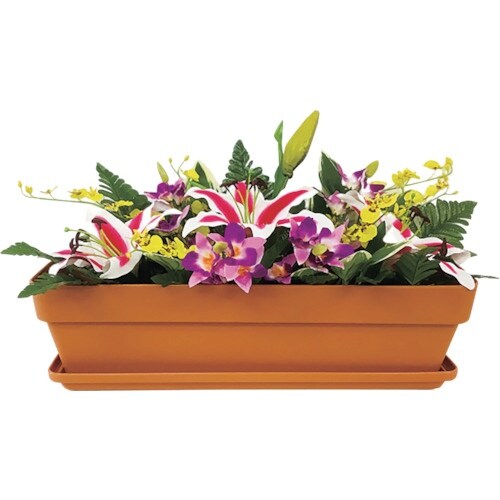 ユニット 造花プランター 茶 ゆり