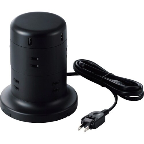 ELECOM タワー型タップ 8個口 雷サージ付