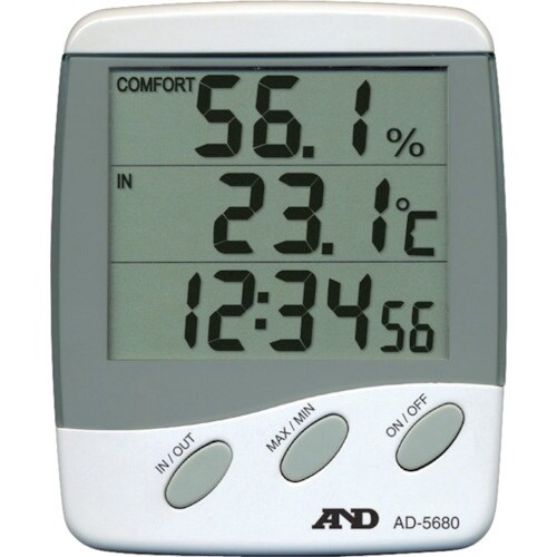 A&D 時計付き温湿度計 外部センサー付き
