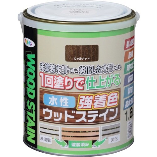 アサヒペン 水性強着色ウッドステイン 1.6L ウ