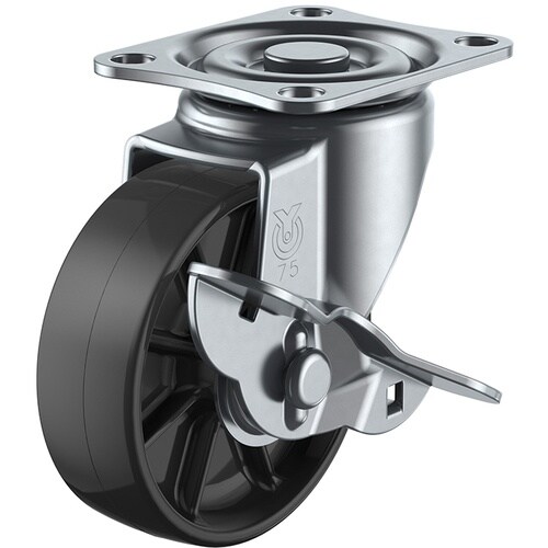 ユーエイ プレート式 自在 キャスター 黒ナイロン