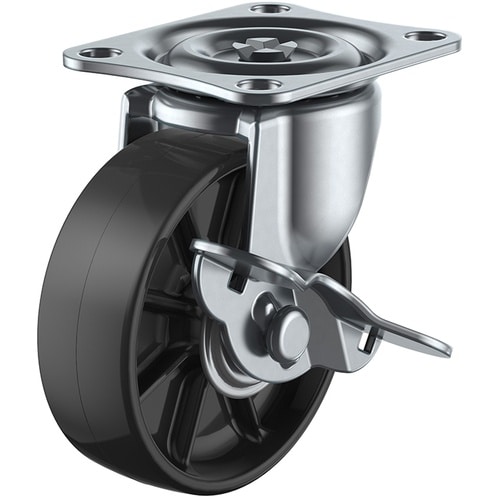 ユーエイ プレート式 自在 キャスター 黒ナイロン