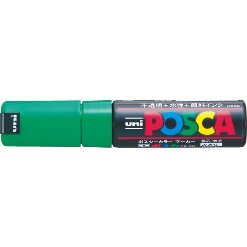 uni 水性顔料マーカー ポスカ 太字角芯 緑