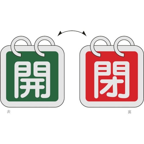 緑十字 バルブ開閉札(2枚1組) 開(緑)⇔閉(赤