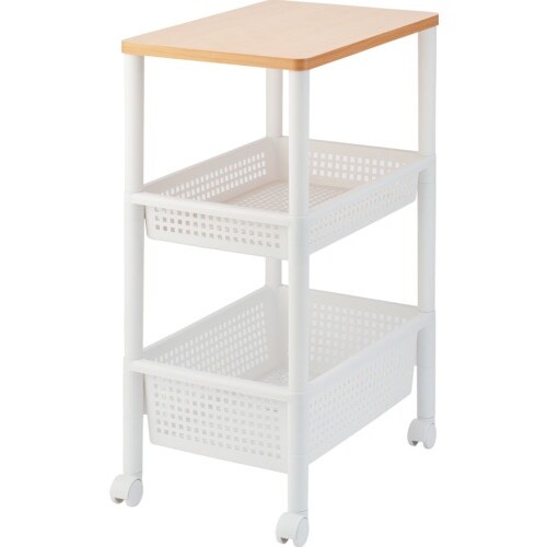 TENMA ウッドトップワゴン ワイド3段