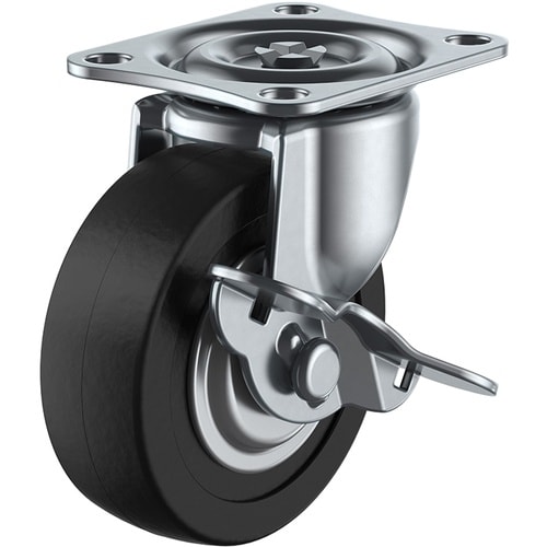 ユーエイ プレート式 自在 キャスター ゴム 車輪