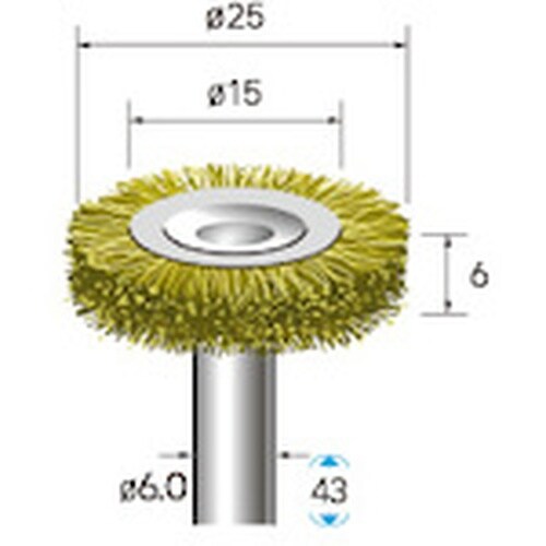 ナカニシ 真鍮ブラシ ホイール φ25×6×軸φ6