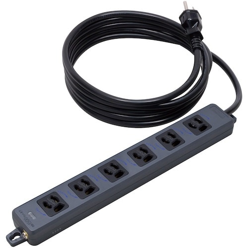 明工 横形OA用抜け止め接地タップ6コ口 ランプ、