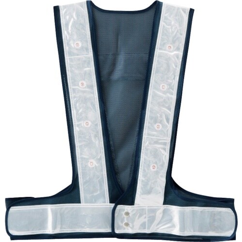 岡潮 赤色LED点滅 反射ベスト/安全ベスト 紺×