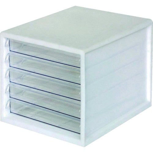 ナカバヤシ A4レターケース一体/浅5段/ホワイト